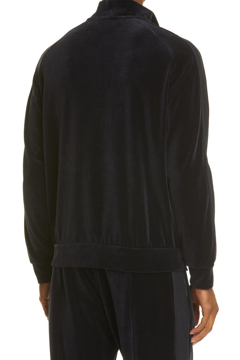 Monogram Logo Velvet Track Jacket, Alternate, color, BLACK
