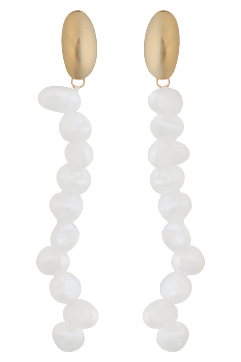 Faux Pearl Linear Drop Earrings, Main, color, WHITE