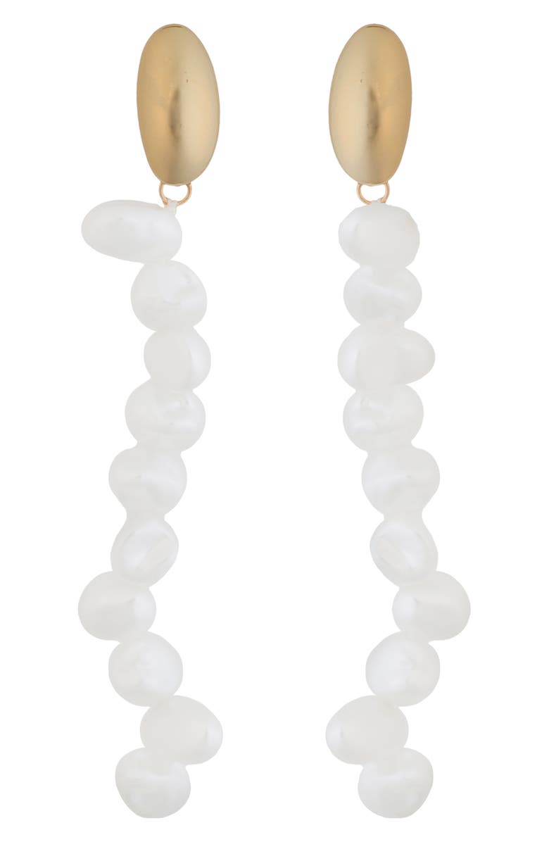 Panacea Faux Pearl Linear Drop Earrings, Main, color, White