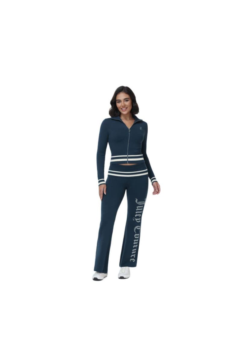 Sporty Logo Embellished Sweater Track Jacket, Main, color, REGAL BLUE