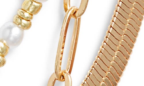Bp. Imitation Pearl Multistrand Necklace In Gold White