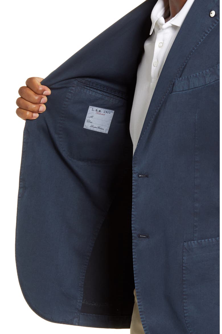 Trim Fit Cotton & Silk Sport Coat, Alternate, color, NAVY