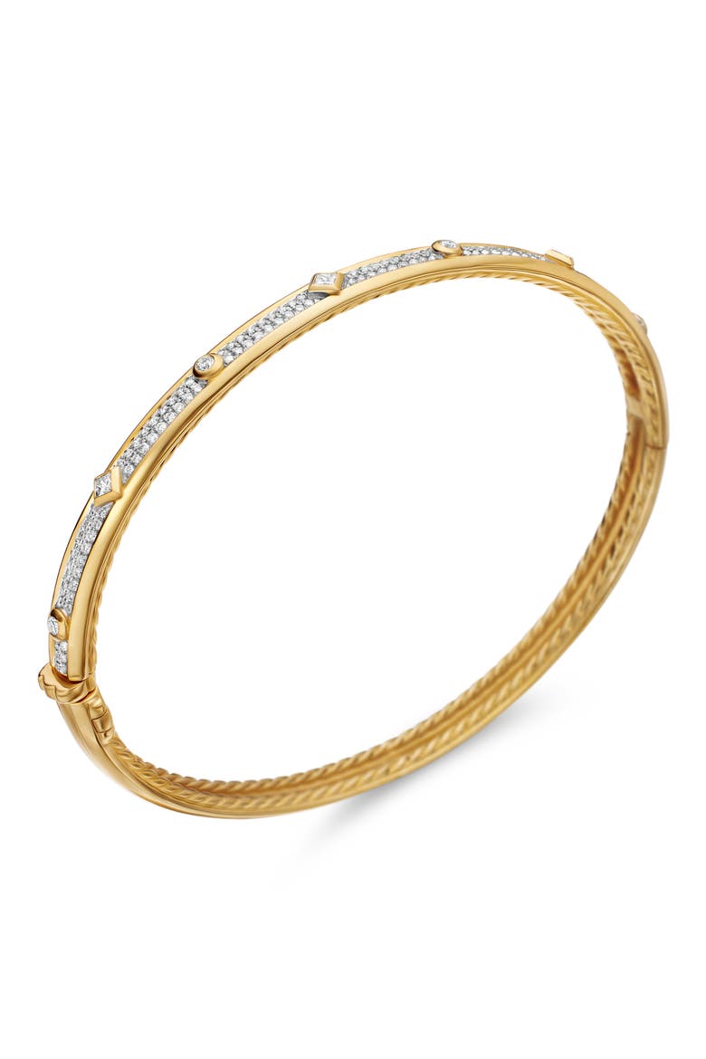 Modern Renaissance Bangle Bracelet in 18K Yellow Gold with Full Pavé Diamonds, 4.5mm, Alternate, color, 18K YELLOW GOLD