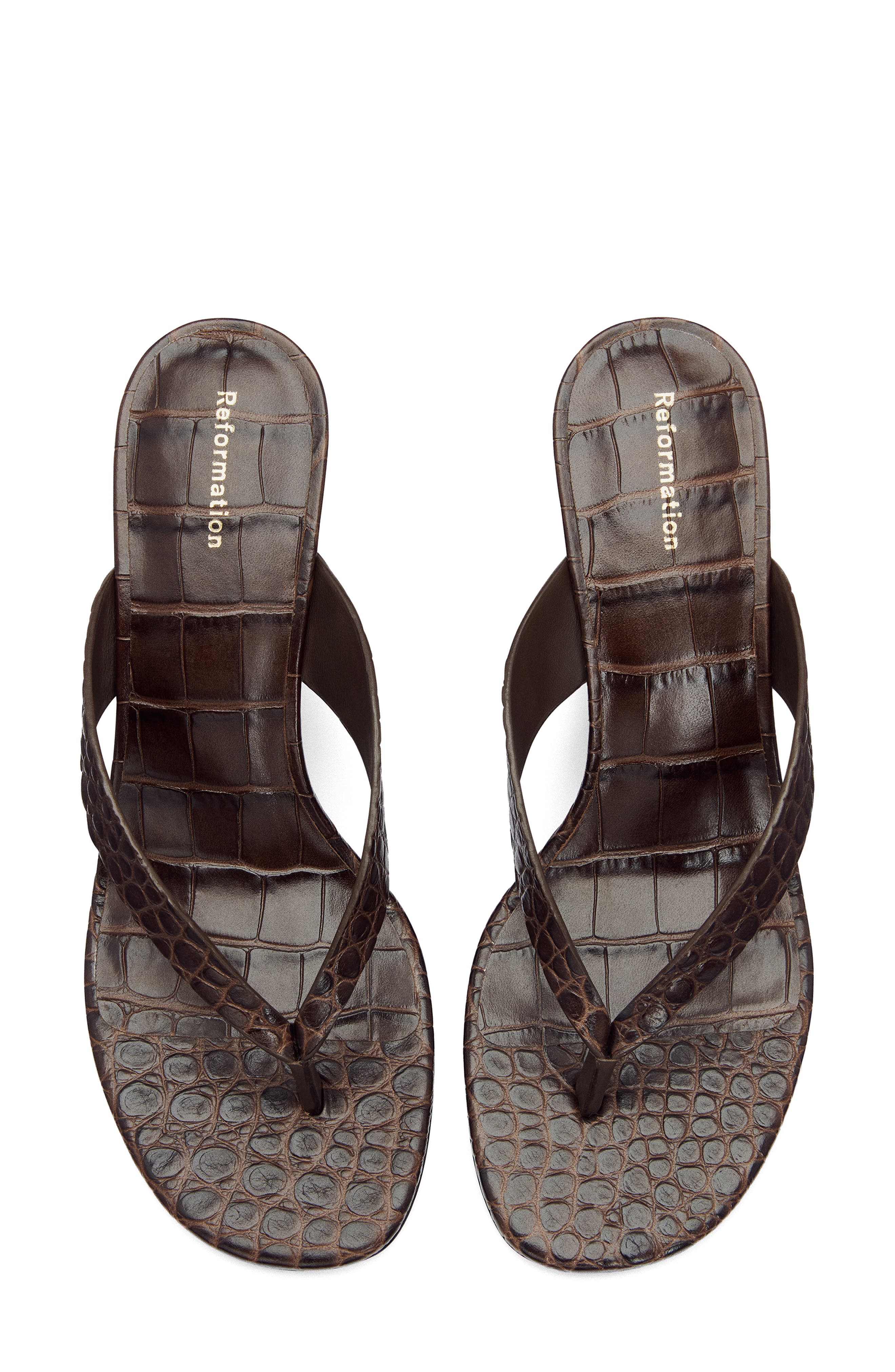 Jessie Wedge Thong Sandal, Alternate, color, CHOCOLATE CROC