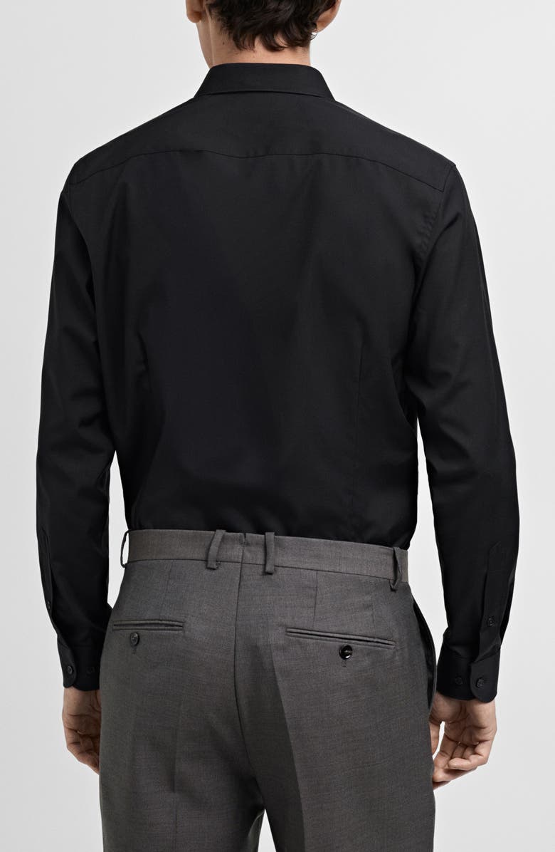 MANGO Slim Fit Cotton Poplin Button-Up Shirt, Alternate, color, Black