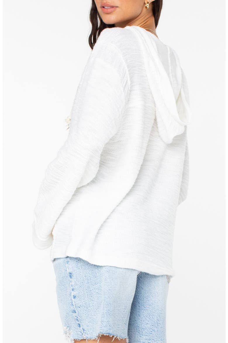 Pearling Lace-Up Hoodie, Alternate, color, SNOW WHITE