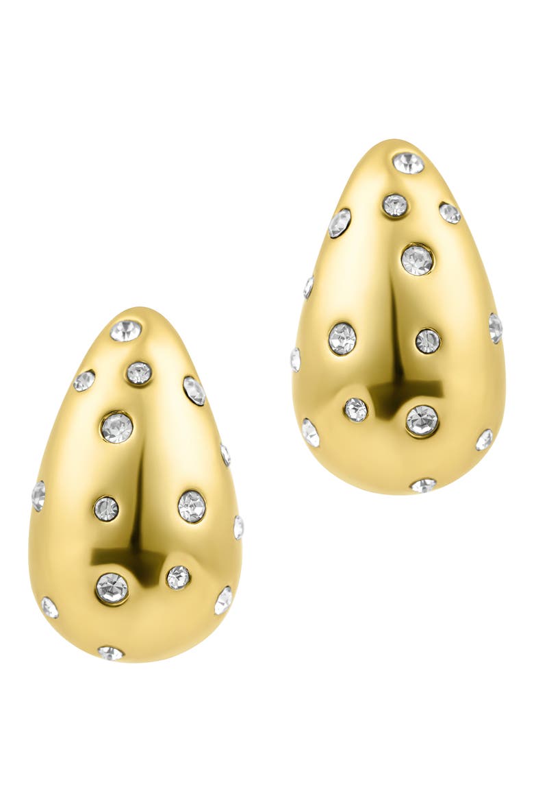 Clear Crystal Drop Earrings, Alternate, color, GOLD