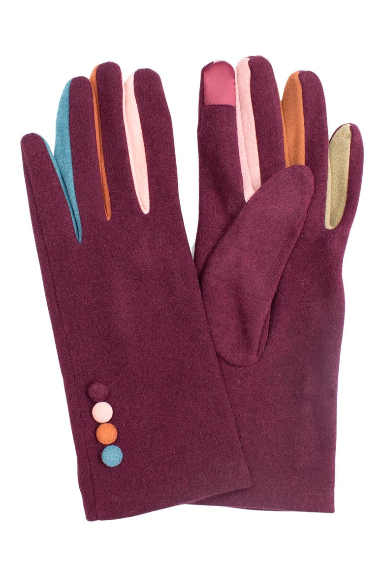 Color Pop Jersey Touchscreen Gloves, Main, color, BURGUNDY