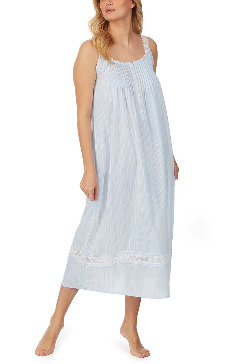 Sleeveless Cotton Nightgown, Alternate, color, BLUE