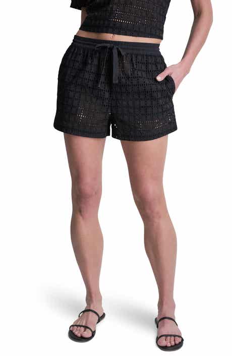 Geometric Eyelet Relaxed Drawstring Shorts