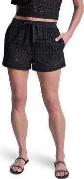 DKNY Geometric Eyelet Relaxed Drawstring Shorts