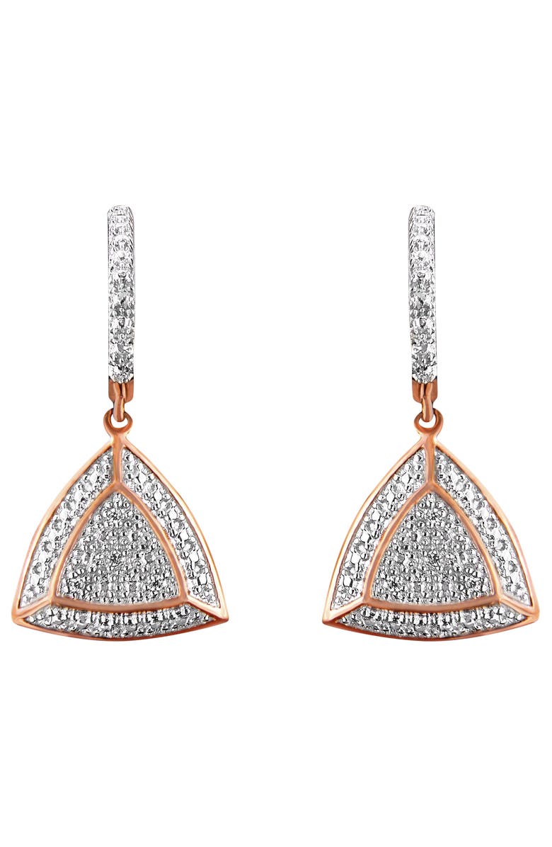 Haus of Brilliance 10K Rose Gold Plated Silver Round Diamond Fashion Dangle Earrings, Main, color, Pink