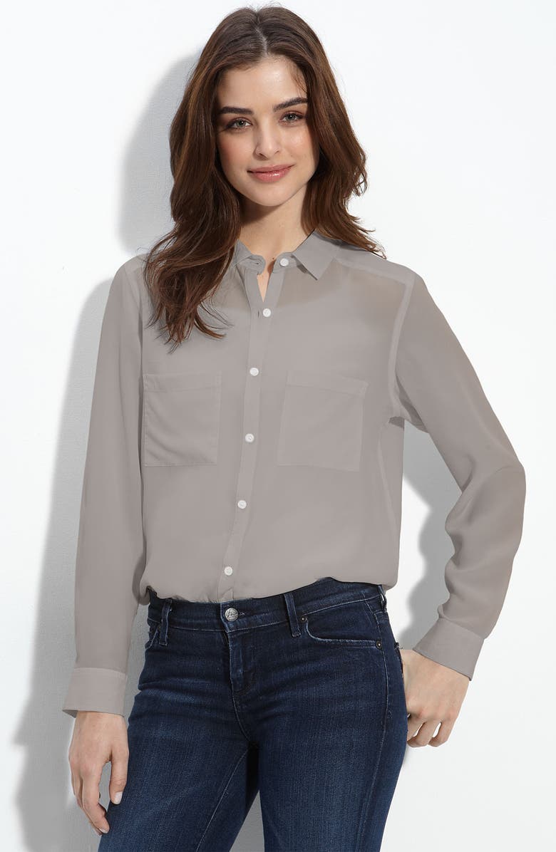 Trouvé Long Sleeve Silk Shirt, Main, color, 
