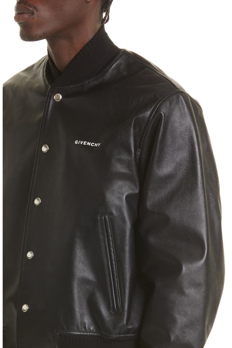 Disney x Givenchy '101 Dalmatians' Leather Bomber Jacket, Alternate, color, BLACK
