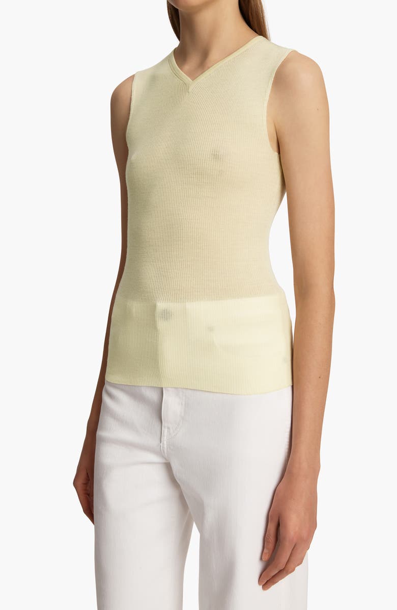 Khaite Renato Rib Merino Wool Blend Sleeveless Sweater, Alternate, color, Pollen