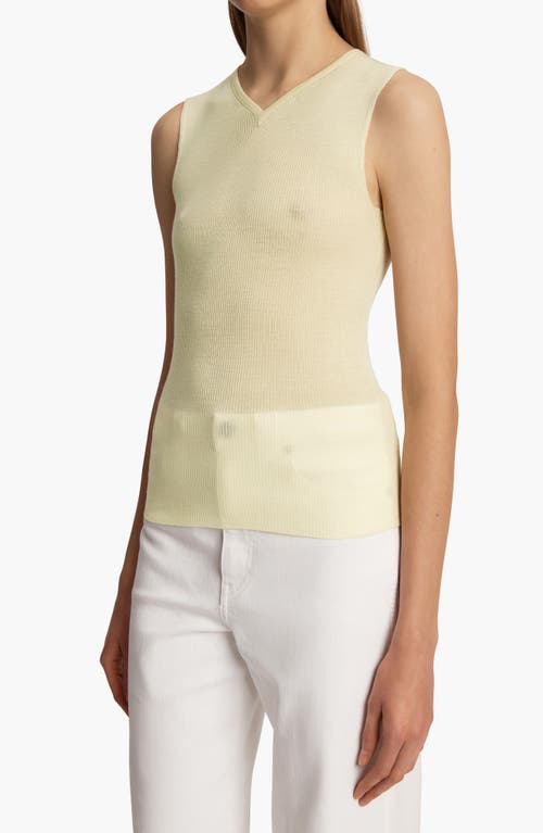 Khaite Renato Rib Merino Wool Blend Sleeveless Sweater In Pollen