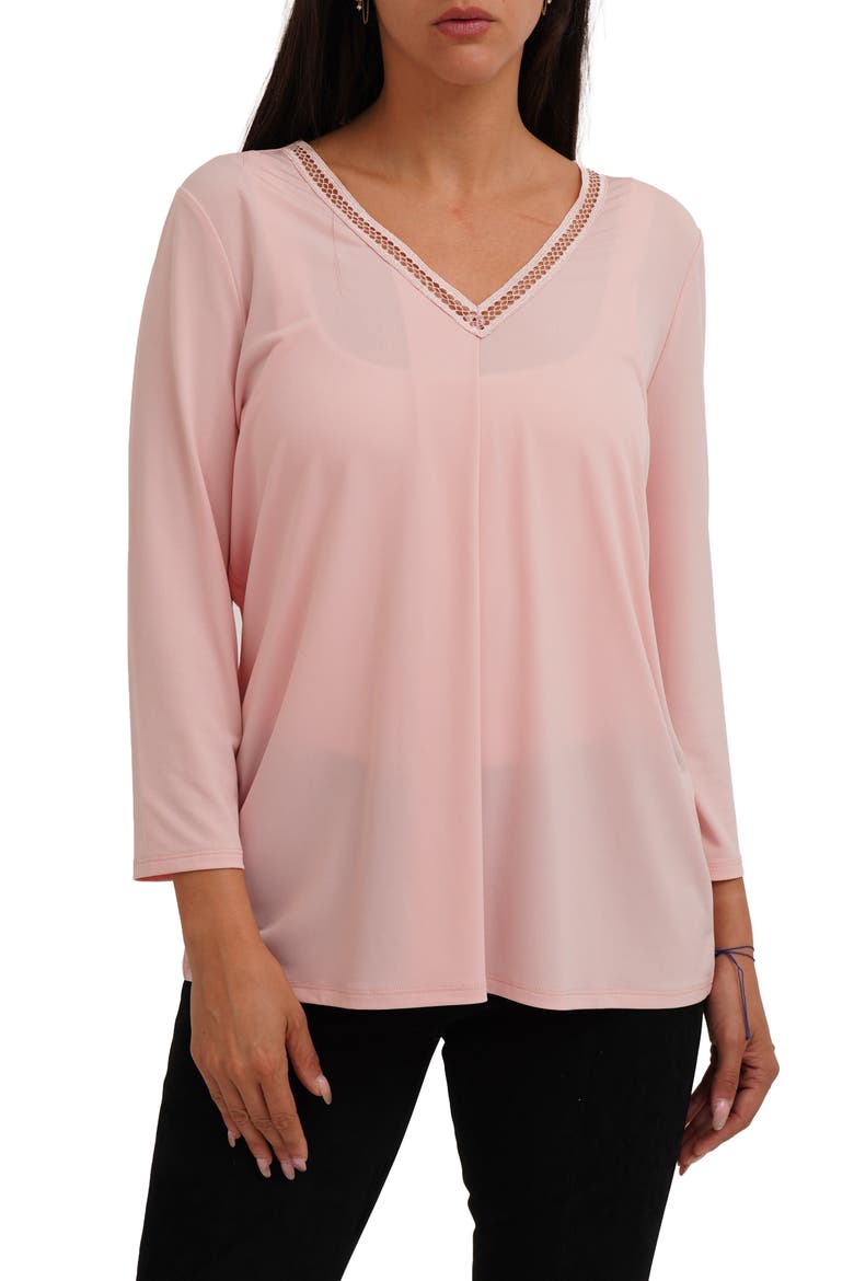 Solid V-Neck Top, Main, color, LIGHT PINK