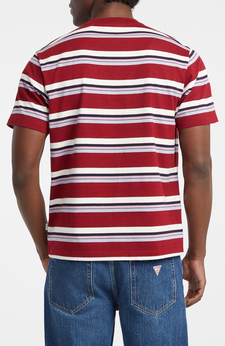 GUESS JEANS Embroidered Logo Stripe Organic Cotton T-Shirt, Alternate, color, Red