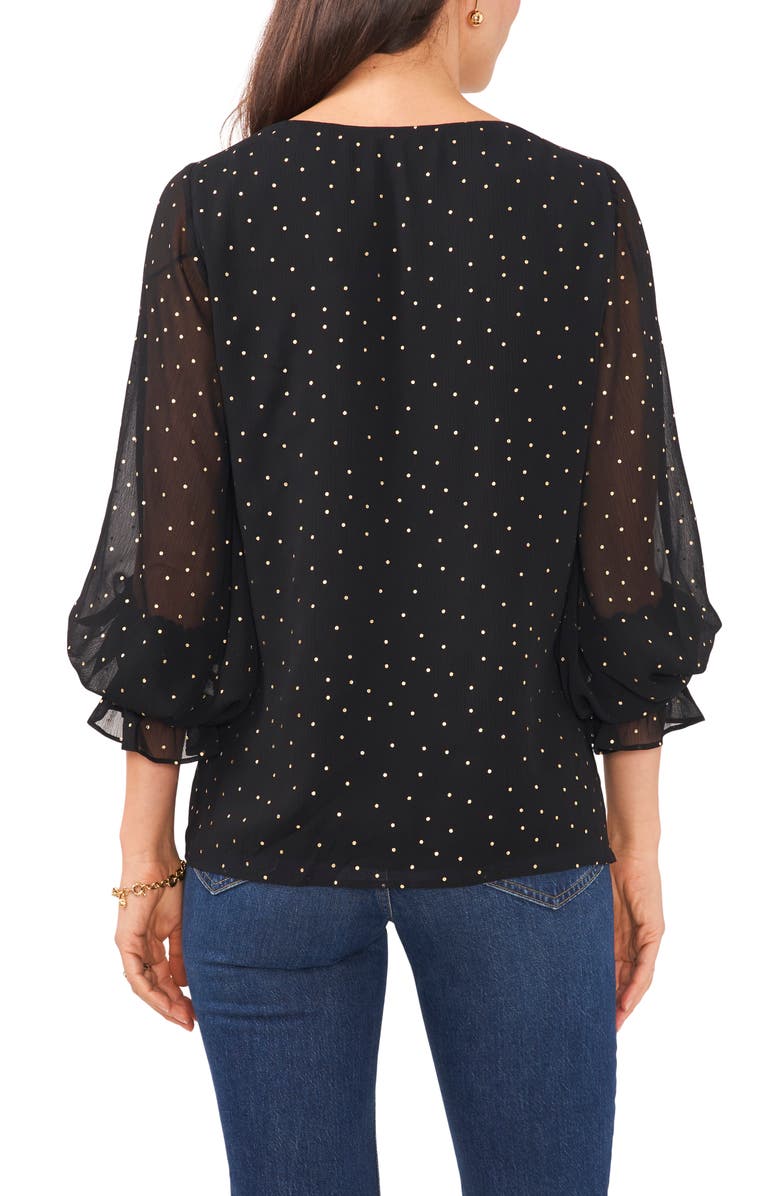 Vince Camuto Polka Dot Balloon Sleeve Blouse, Alternate, color,