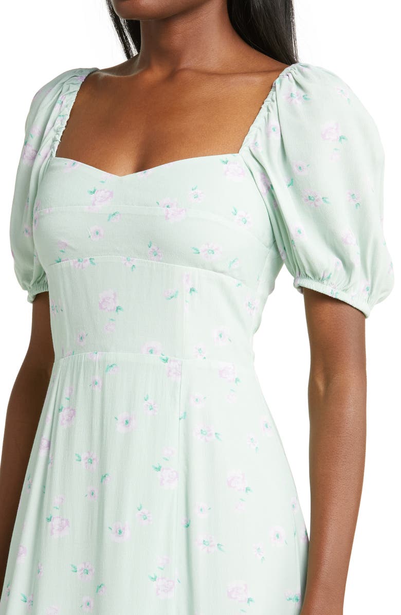 WAYF Floral Print Puff Sleeve Dress, Alternate, color, 