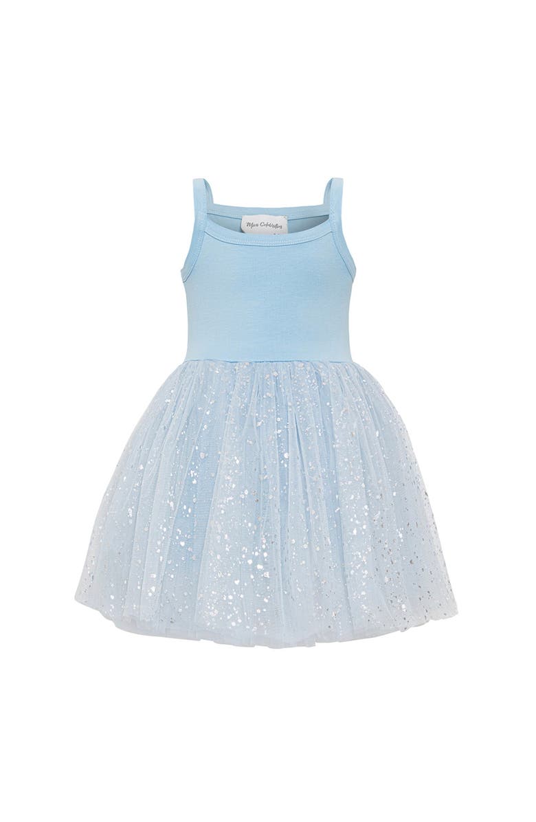 Mini Celebrities Sleveless Sparkle Tulle Dress Set, Alternate, color, Sparkle Blue
