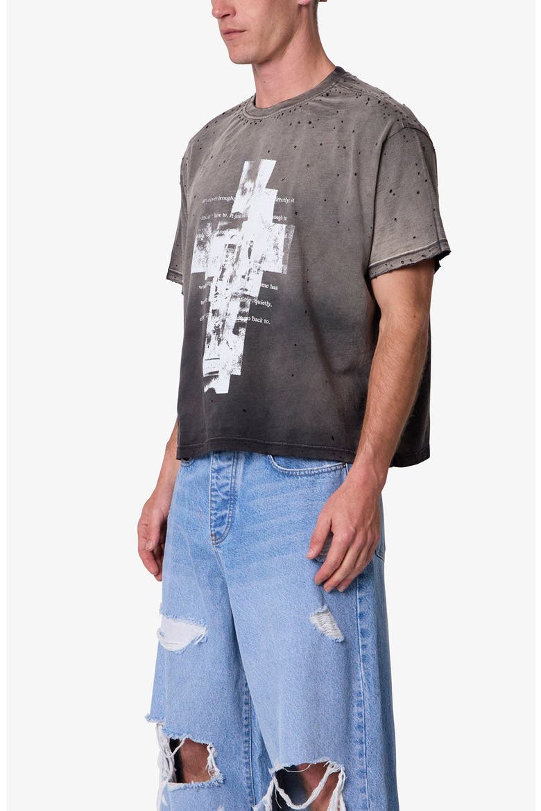 Fractured Graphic Distressed T-Shirt, Alternate, color, WASHED BLACK