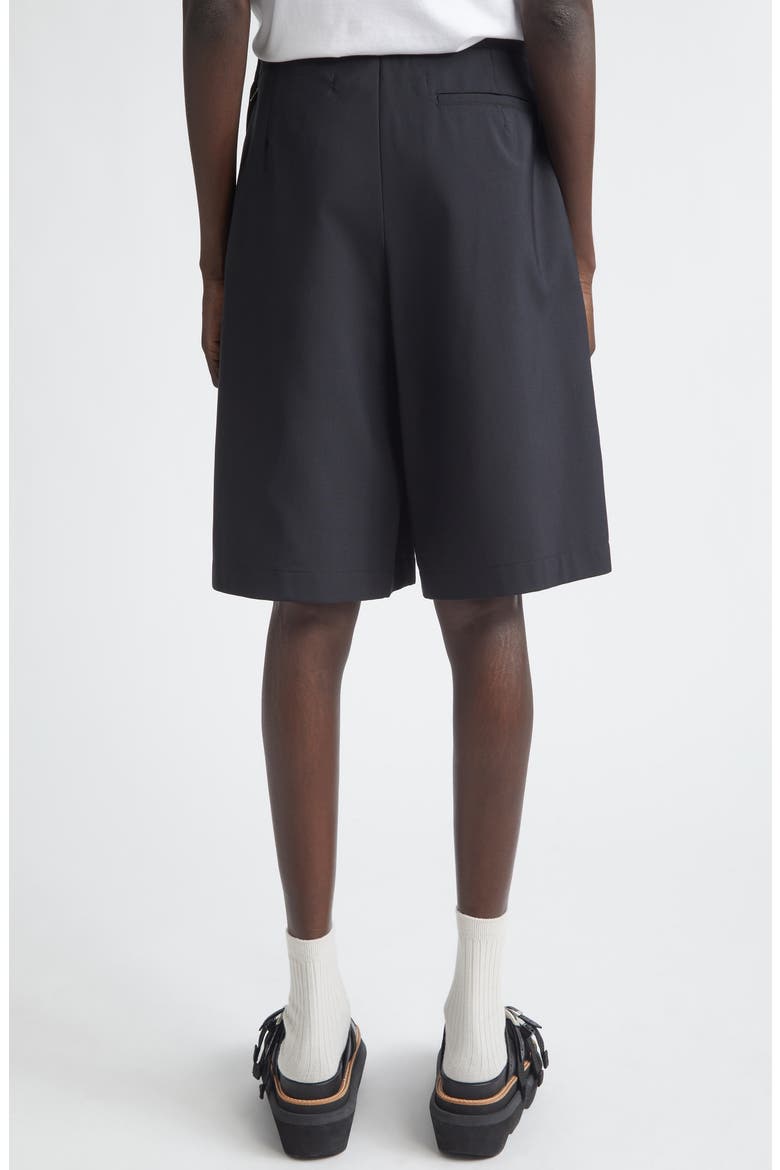 Pleated Yarn Dyed Tropical Weight Wool Blend Shorts, Alternate, color, BLACK