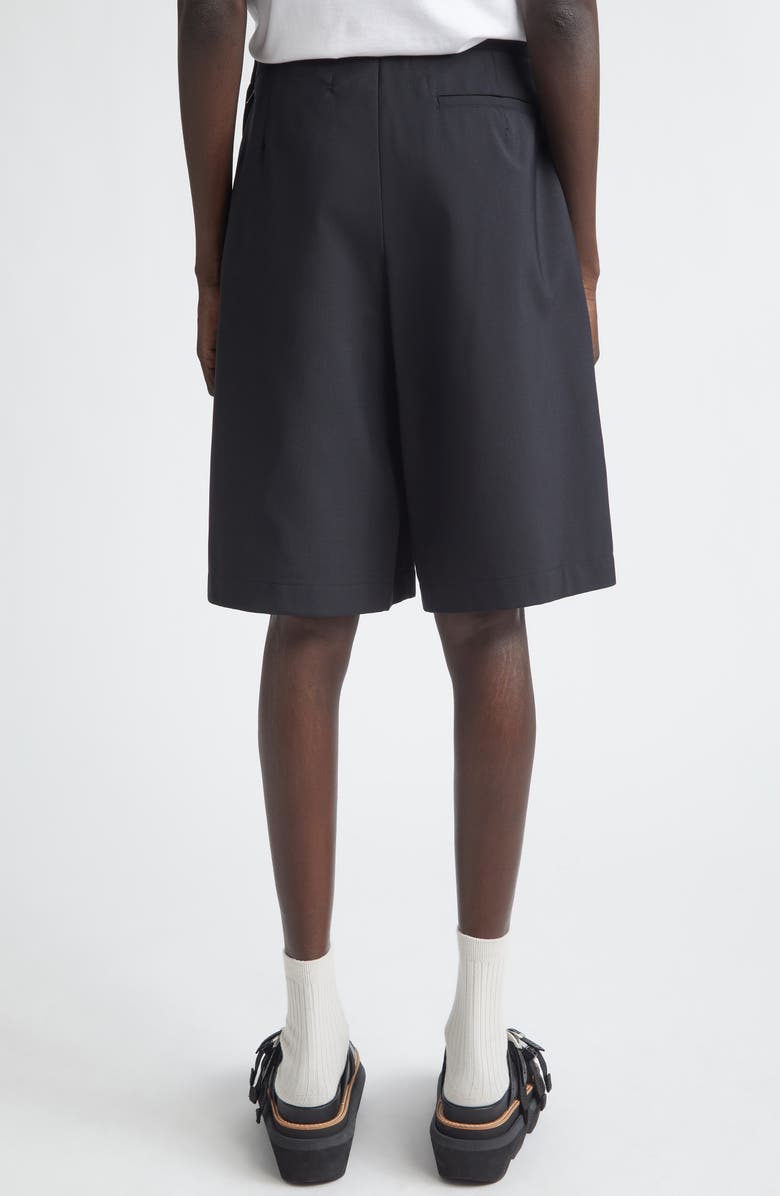 Tao Comme des Garçons Pleated Yarn Dyed Tropical Weight Wool Blend Shorts, Alternate, color, Black