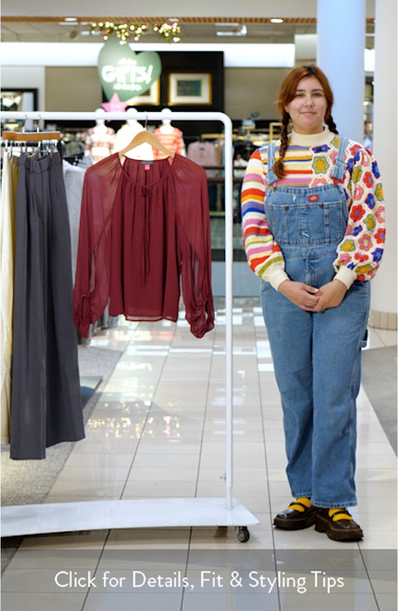 Sheer Sleeve Tie Neck Top, sales video thumbnail