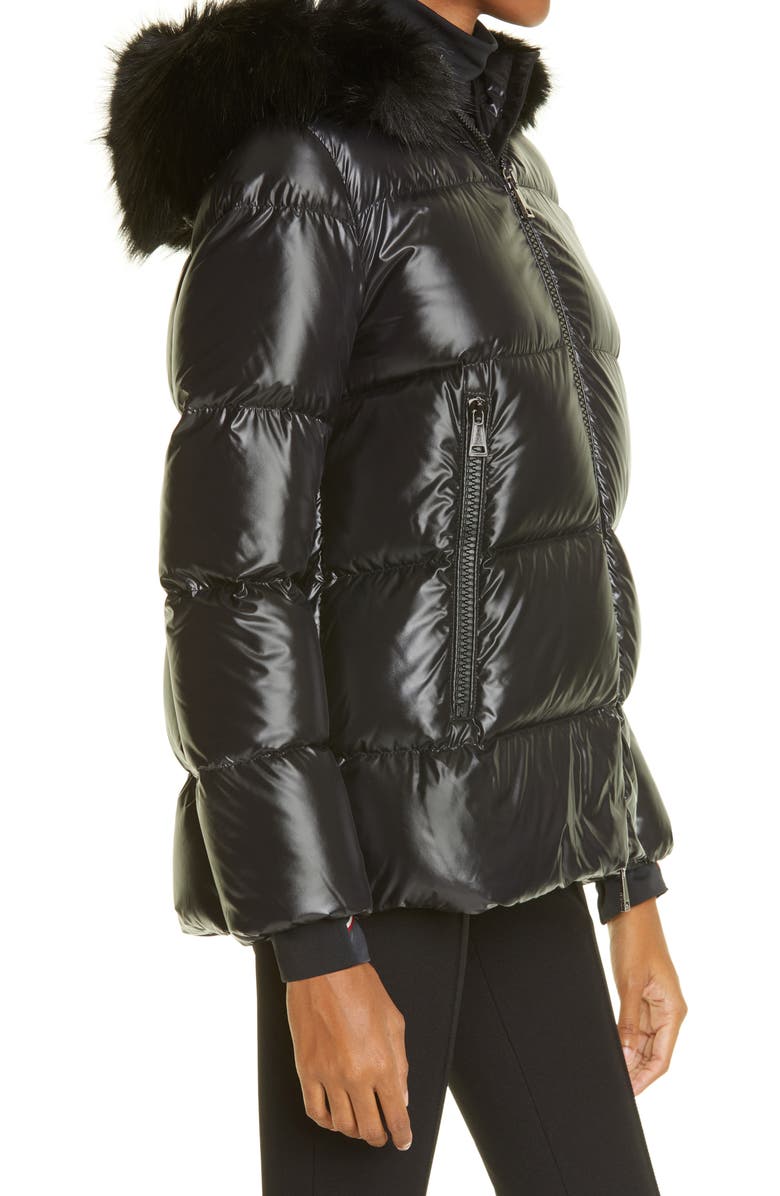 Moncler Laiche Quilted Hooded 750 Fill Power Down Jacket with Removable Faux Fur Trim, Alternate, color, 
