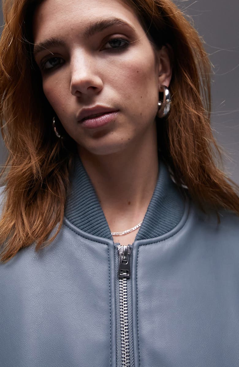 Topshop Boxy Faux Leather Bomber Jacket, Alternate, color,