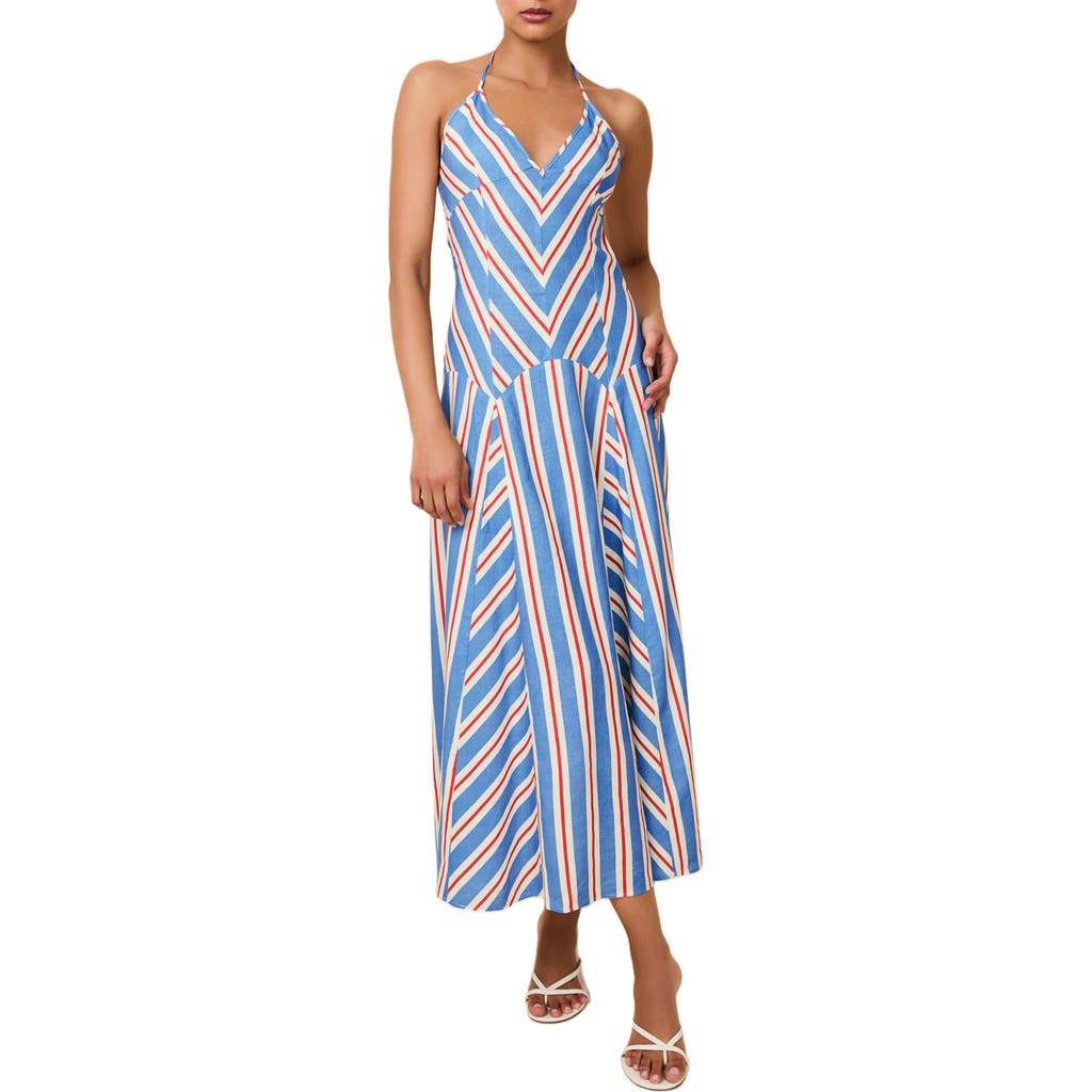 Solid & Striped The Alessio Stripe Linen Blend Halter Dress