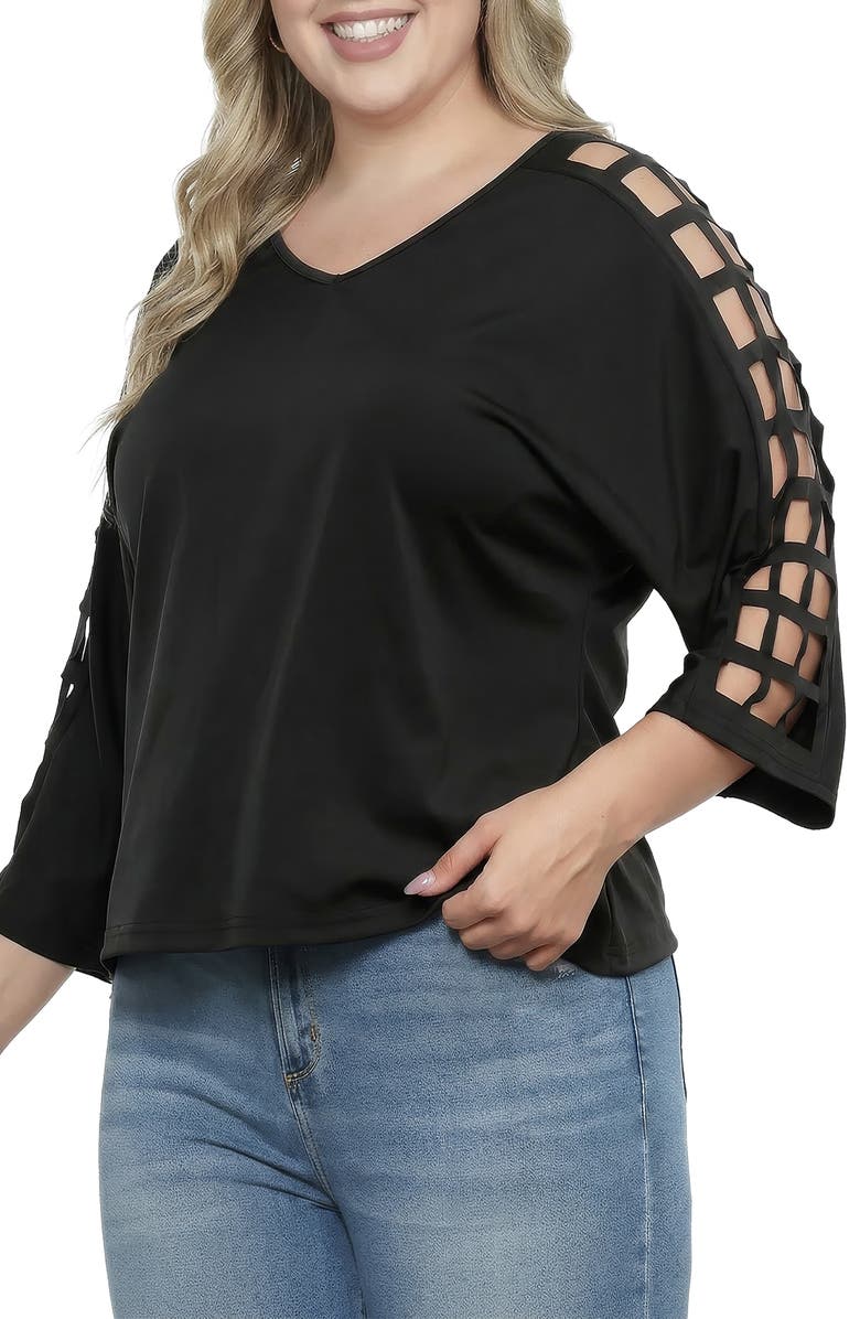 Standards & Practices Cutout Sleeve V-Neck Top, Alternate, color, 