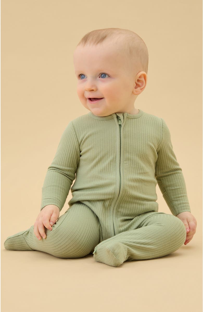 MORI Ribbed Two Way Zip-Up Sleepsuit, Alternate, color, Sage