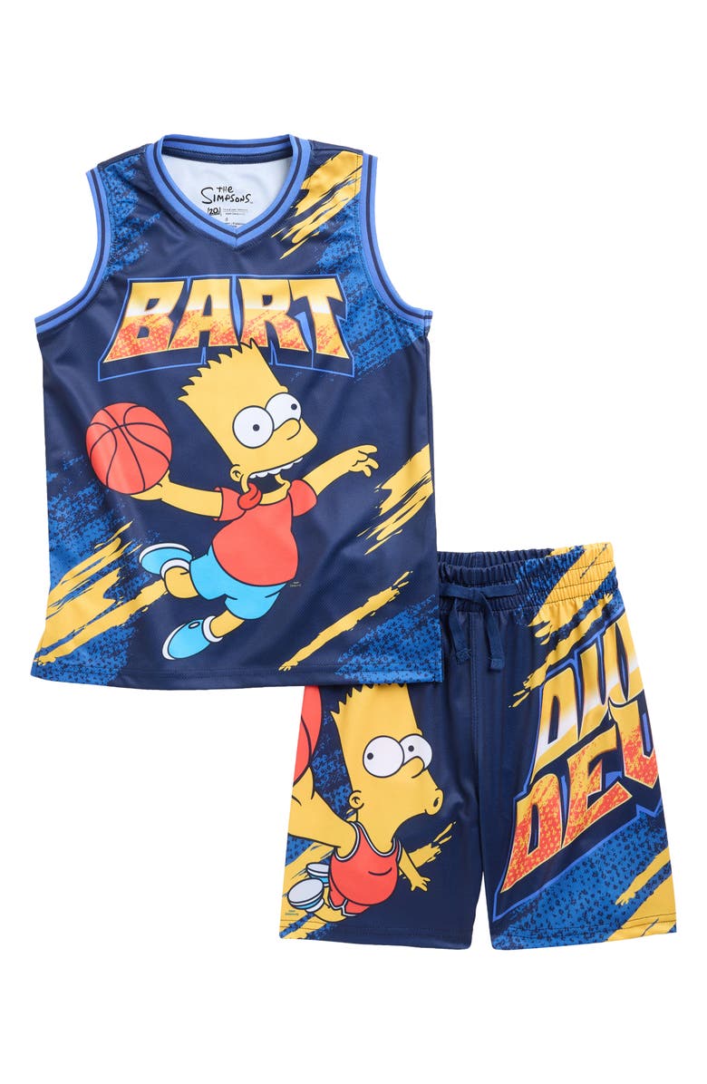Freeze Kids' Bart Simpson Basketball Jersey Shirt & Shorts Set, Main, color, Navy