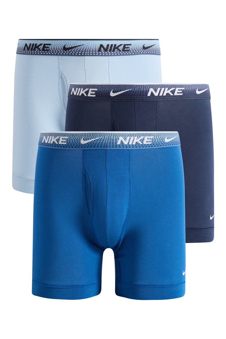 Dri-FIT Essential Assorted 3-Pack Stretch Cotton Boxer Briefs, Alternate, color, BLUE ASSORTED