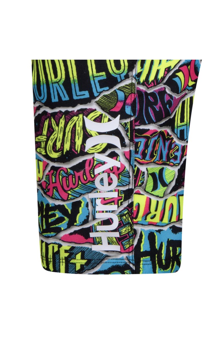Hurley Kids' Ripped Sticker Swim Trunks, Alternate, color, 