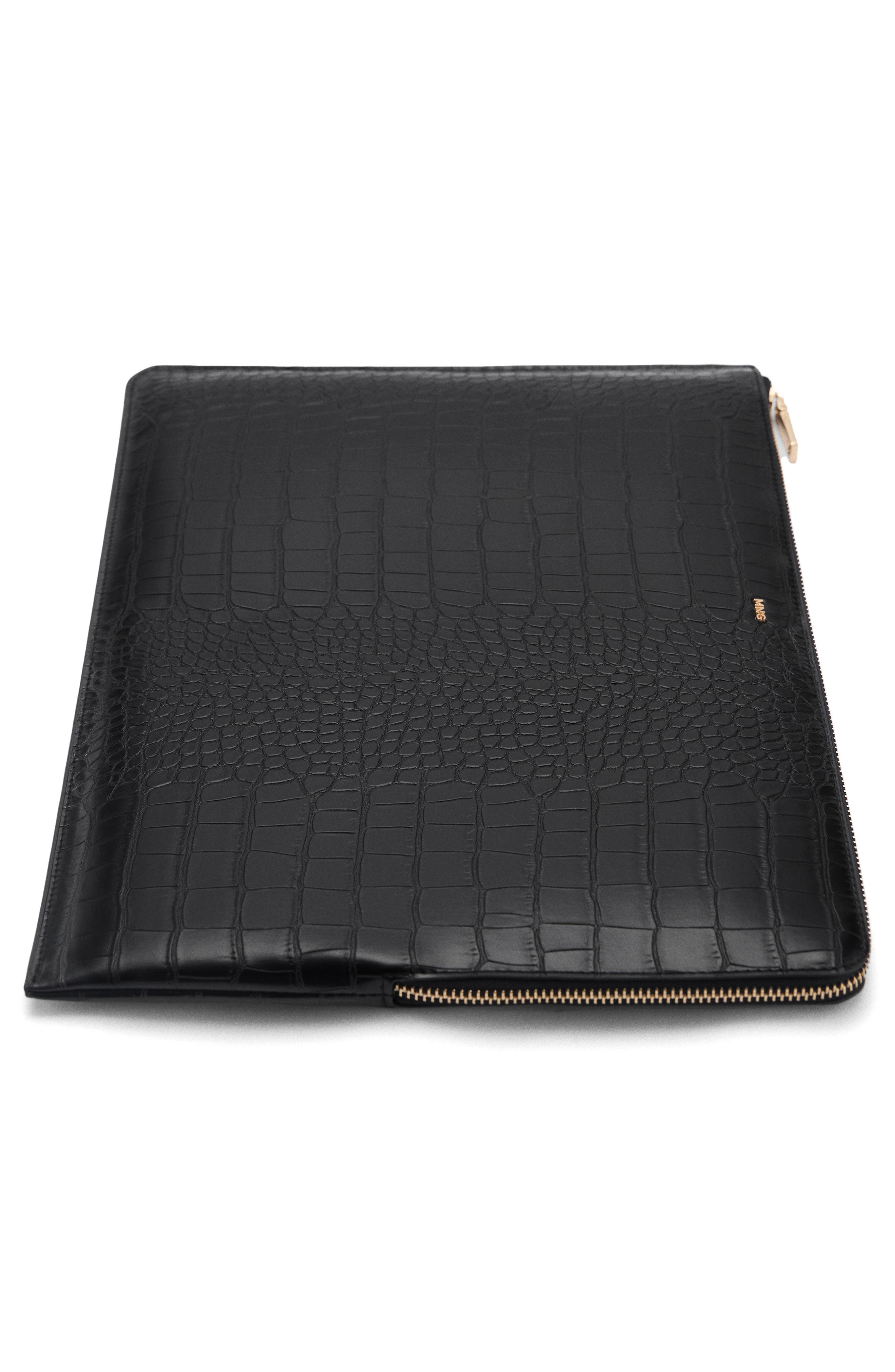 MANGO Croc Embossed Faux Leather Laptop Case, Alternate, color, 