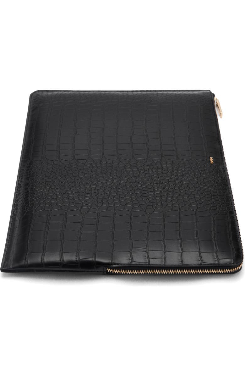 MANGO Croc Embossed Faux Leather Laptop Case, Alternate, color,