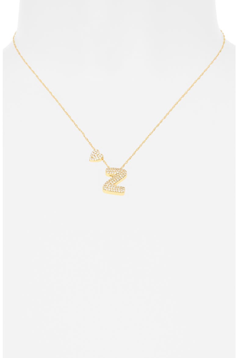 Cubic Zirconia Heart & Bubble Initial Pendant Necklace, Alternate, color, Z- CLEAR- GOLD