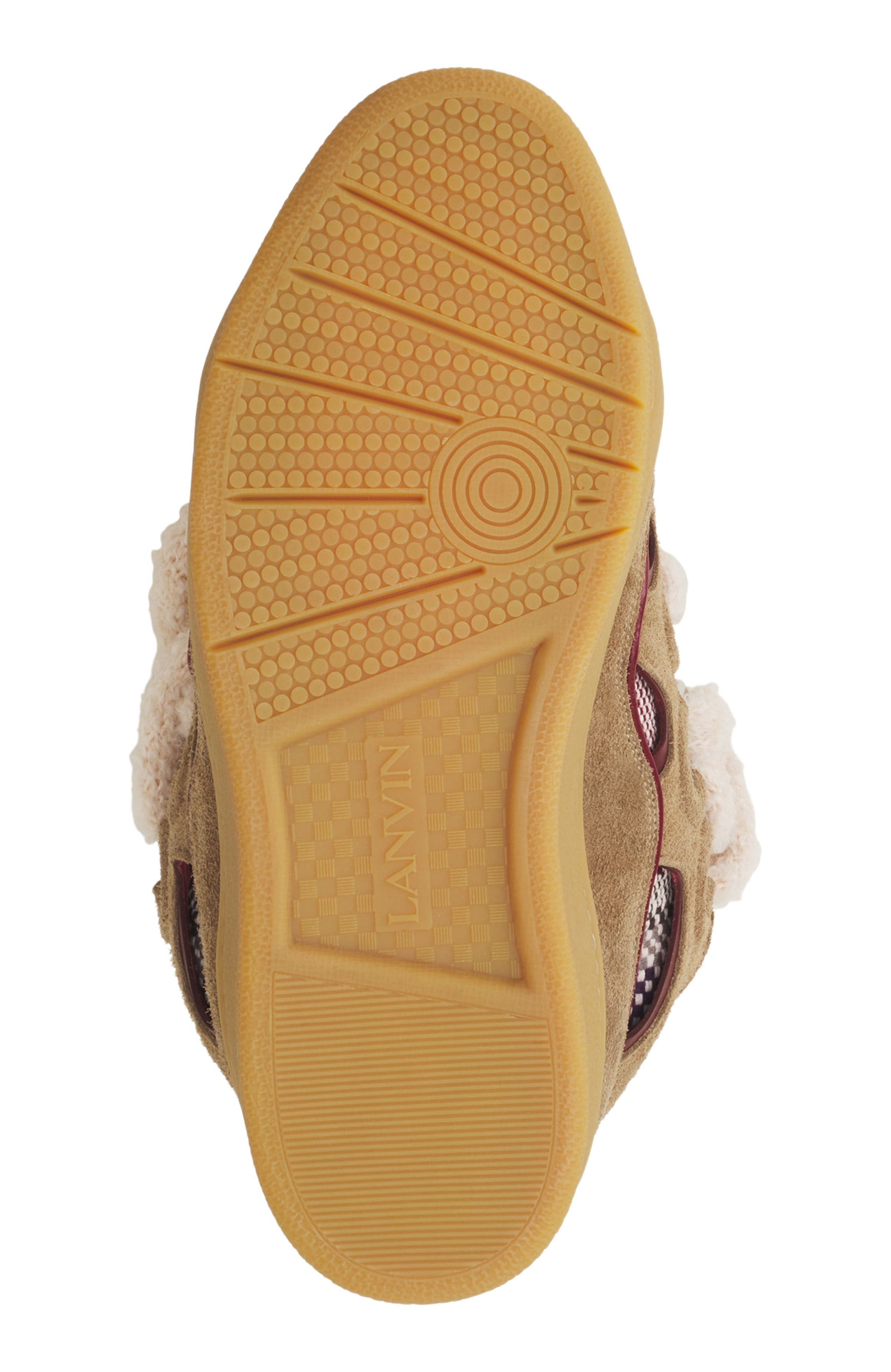 Lanvin Curb Suede Sneakers With Mesh Laces, Alternate, color, Beige