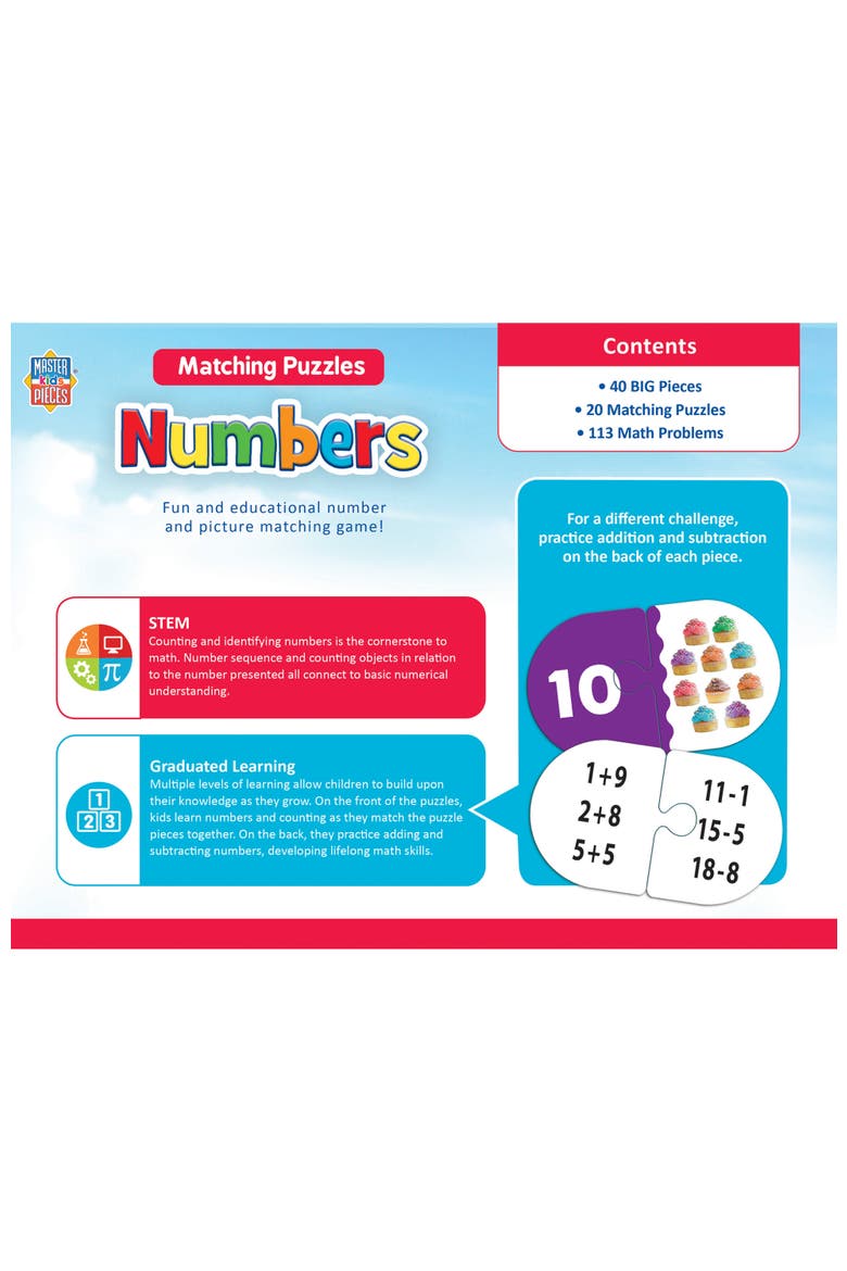 Numbers Educational Matching Puzzles, Alternate, color, Multicolor