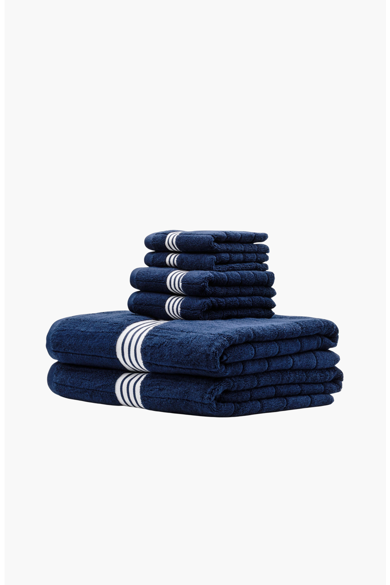 Nautilus 6-Piece Bath Sheet Luxe Set, Alternate, color, Navy / White
