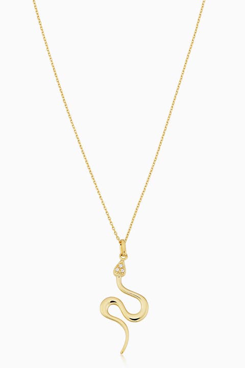14K Gold Snake Charmer Necklace