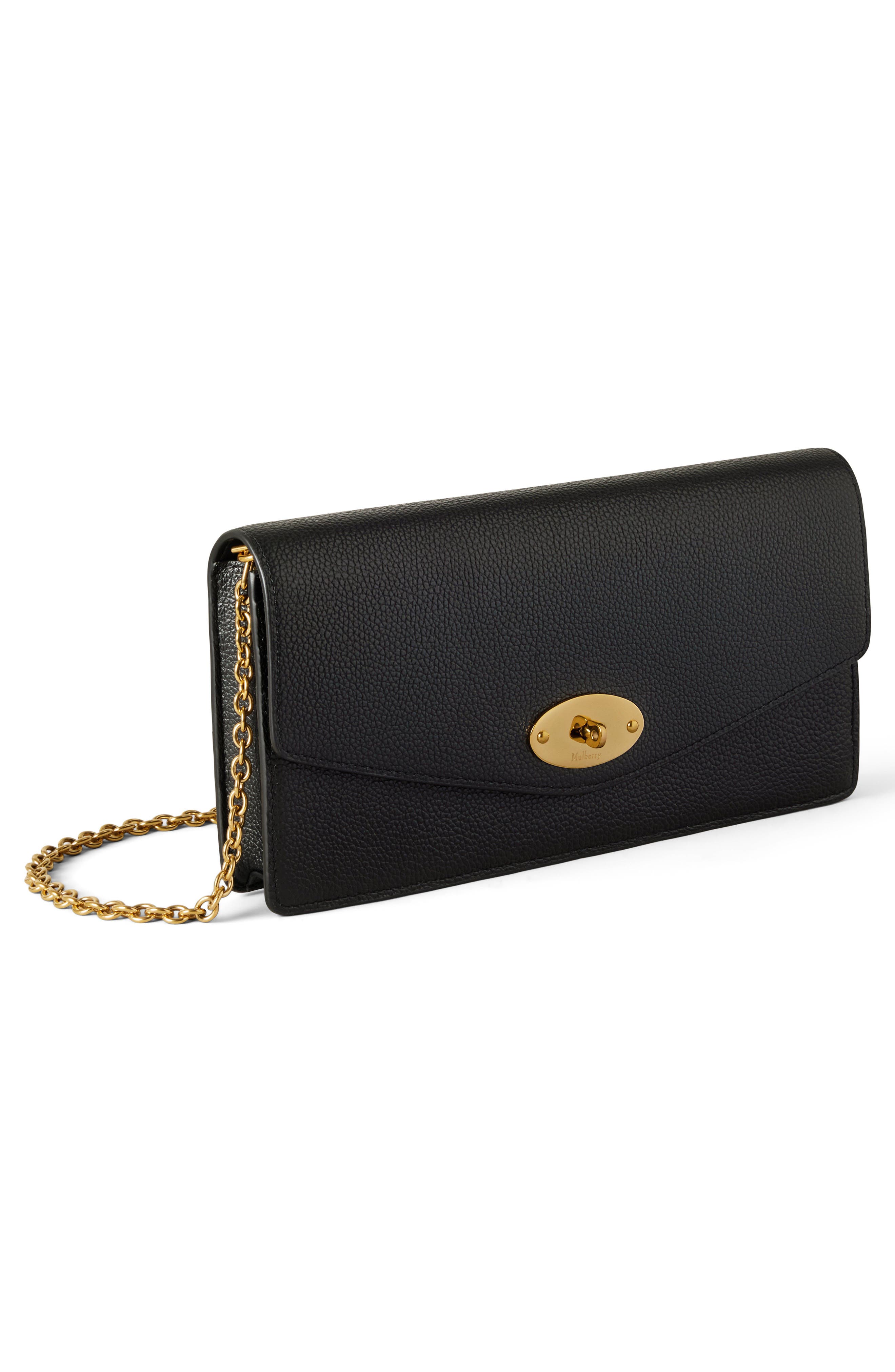 Mulberry Darley Leather Clutch, Alternate, color, Black