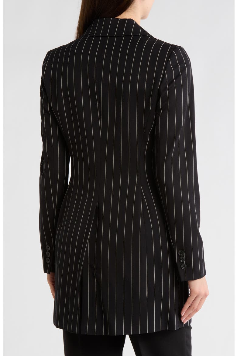 Wall Street Pinstripe Longline Blazer, Alternate, color, NAVY/ TAN