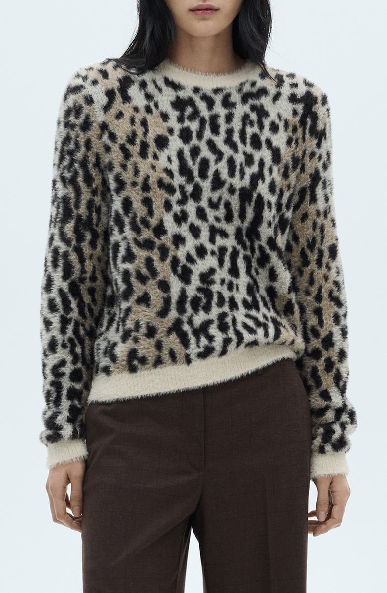 MANGO Faux Fur Sweater, Main, color, 