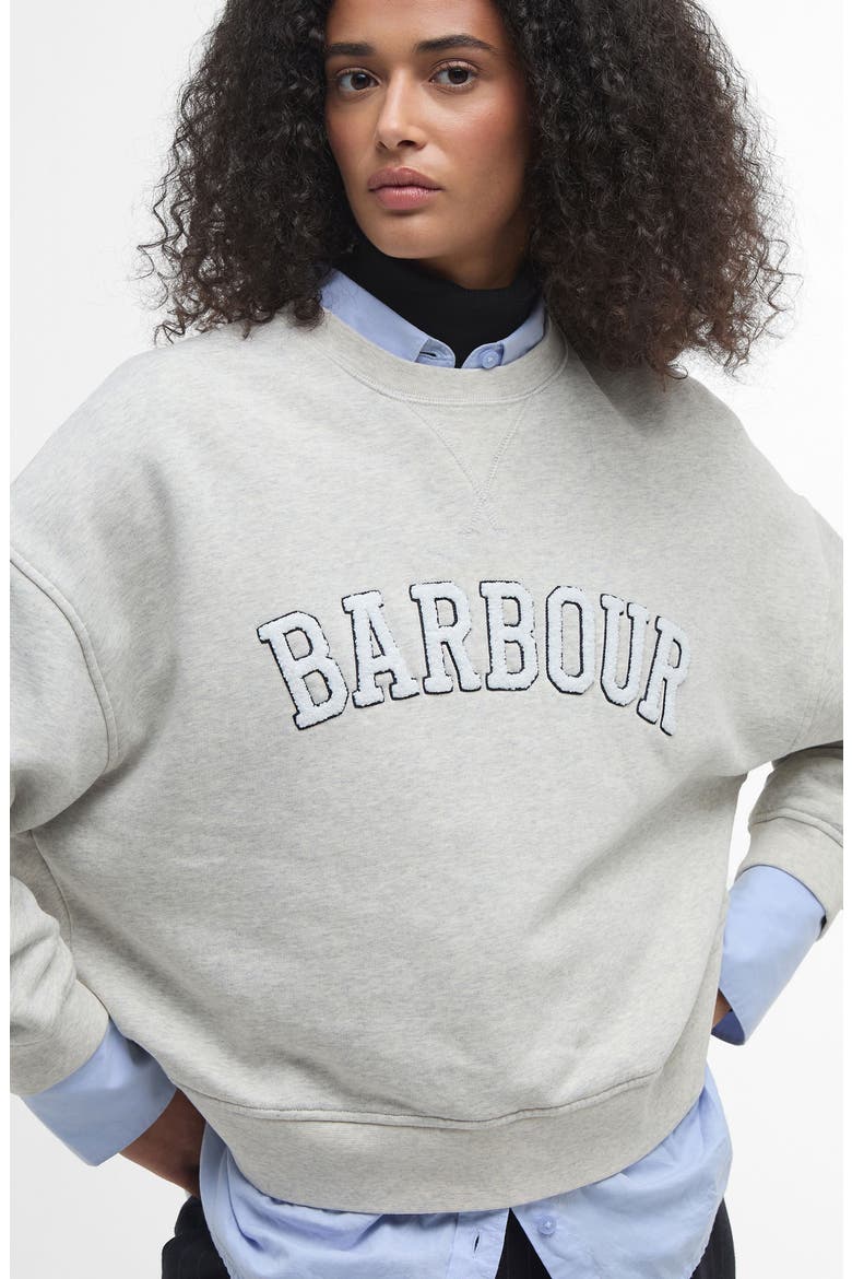 Silverdale Bouclé Logo Cotton Graphic Sweatshirt, Alternate, color, CLOUD MARL