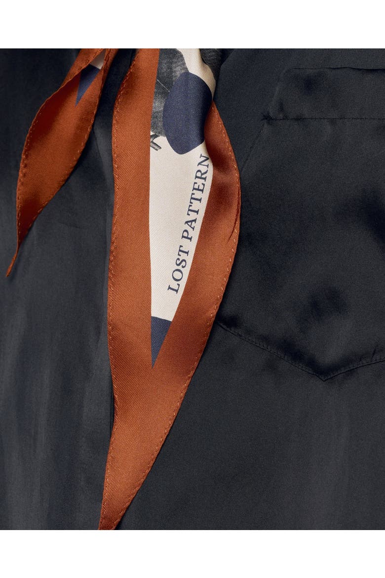 "Noir Floral" Silk Diamond Neckerchief, Alternate, color, Orange