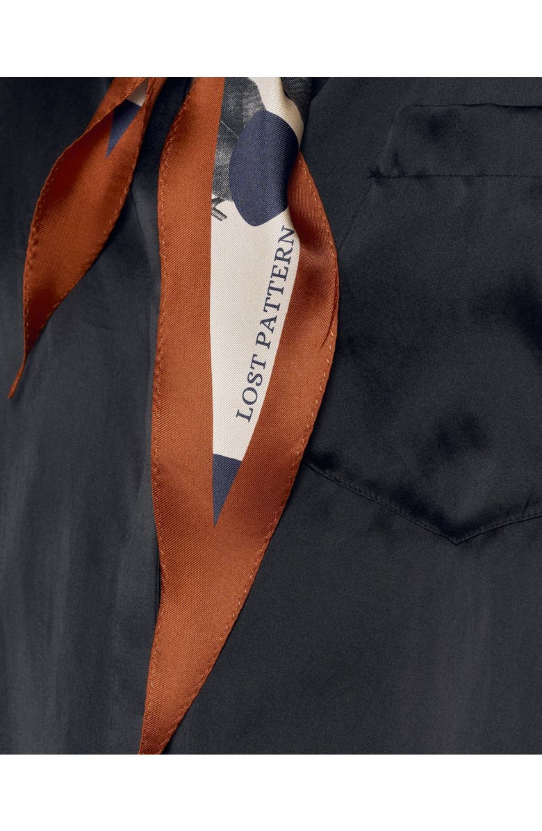 Lost Pattern NYC "Noir Floral" Silk Diamond Neckerchief, Alternate, color, Orange